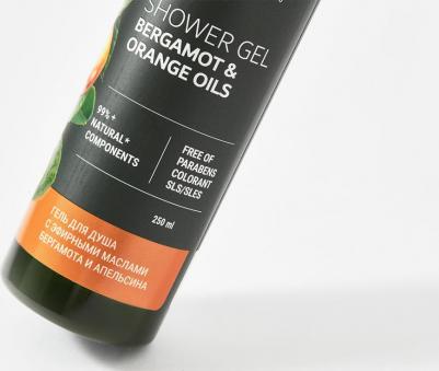 Гель для душа натуральный с эфирными маслами бергамота и апельсина Essential Oils Of Bergamot And Orange – фото 2