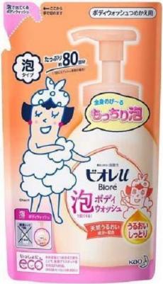 KAO U Пенное мыло для душа аромат цветочно-фруктовый мягкая упаковка 480 мл