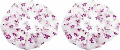 Шапочка для душа без кружева, белая с фиолетовыми цветами – фото 1