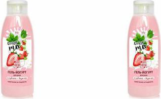 Гель-йогурт для душа, Смузи mix, клубника+базилик, флакон, 520 мл – фото 1