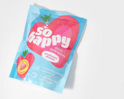 Соль для ванн с гиалуроновой кислотой SOHappy - Клубника Мания 500 г – фото 5