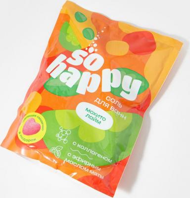 Соль для ванн с коллагеном SOHappy - Мохито лайм 500 г – фото 1