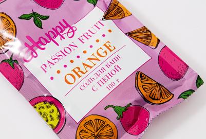 Соль для ванн с пеной с апельсином и маракуйя Happy Passion Fruit & Orange, 100г – фото 3