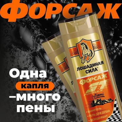Шампунь-гель для душа средство для волос 3в1 мужской Форсаж Майами 400 мл – фото 11