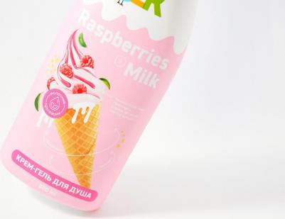 Крем-гель для душа молоко и малина 800 мл – фото 1