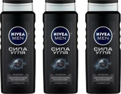 Гель для душа мужской "Сила угля" очищение без сухости кожи, 250 мл, 250 г, 3 шт