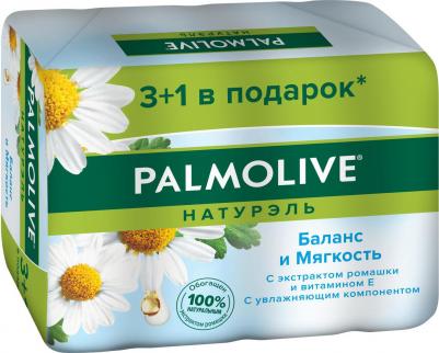 Мыло туалетное Натурэль "Баланс и Мягкость", с экстрактом ромашки и витамином Е, 4x90 г