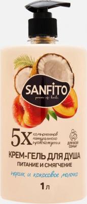 Гель для душа Персик и кокосовое молочко питание и смягчение 1 л