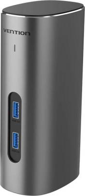 Док-станция USB-C to HDMI/VGA/USB 3.1 Gen 2/USB 3.1 Gen 2-C/USB 3.0x2/RJ45/SD/TF/TRRS 3.5mm/PD/DC Docking Station Gray Vertical Aluminum Alloy Type – фото 7
