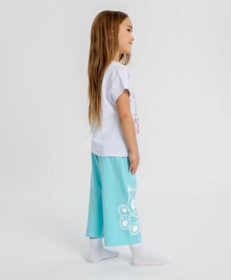 Брюки домашние с принтом голубые для девочки (110-116) – фото 5