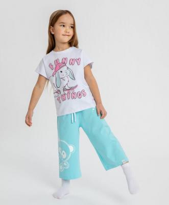 Брюки домашние с принтом голубые для девочки (140-146) – фото 3