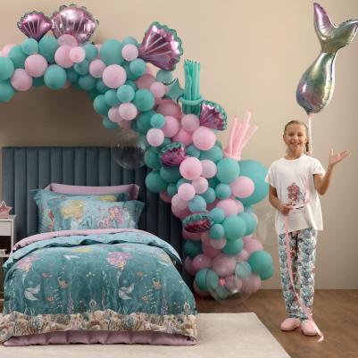 Пижама для девочек Мермани бело-голубая р.140-146 см, 2 пр – фото 3