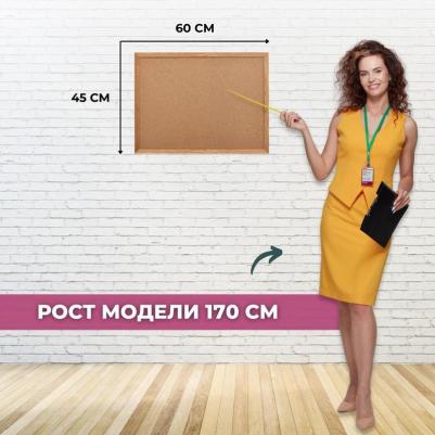 Доска пробковая 45х60 см Classic деревянная рамка – фото 1