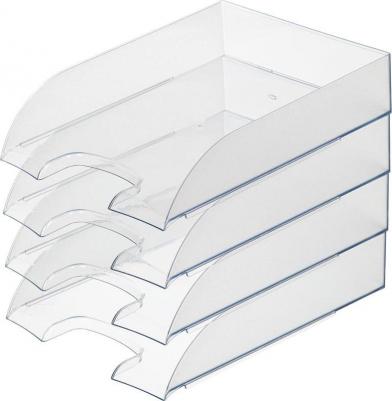 Лоток для бумаг горизонтальный прозрачный (4 штуки в упаковке) – фото 4