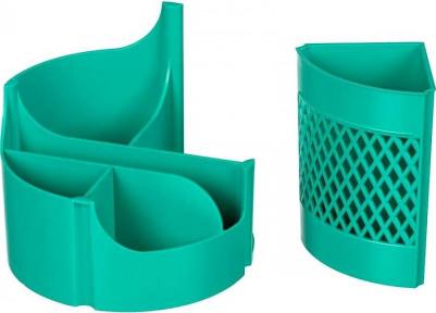 Подставка для канцелярских мелочей Office вращающаяся бирюзовая 5 отделений – фото 2