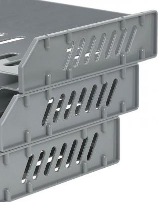 Лотки горизонтальные для бумаг, НАБОР 3 шт., на металлических стержнях 60 мм, серые, "Сити", ЛТ561 – фото 8