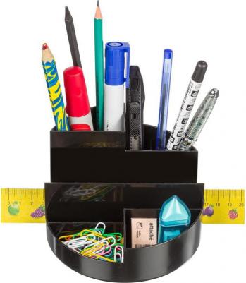 Подставка-органайзер "Профи", 130х130х90 мм, 6 отделений, черная, ОР01 – фото 3