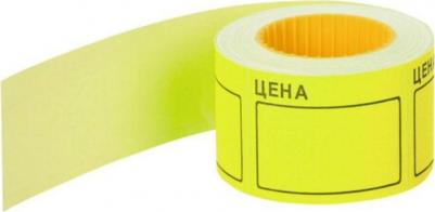 Ценник большой "Цена" 50х40 мм желтый, самоклеящийся, КОМПЛЕКТ 5 рулонов по 200 шт., 112358 – фото 1