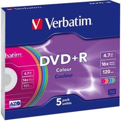 Оптический диск DVD+R диск 4,7Gb 16x Color SlimCase 5шт (43556) – фото 7