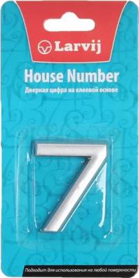 Цифра "7" самоклеящаяся 40х32 мм пластик цвет матовое серебро – фото 2