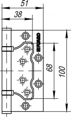Петля универсальная без врезки 500-2BB/BL 100x2,5 SB матовое золото – фото 9