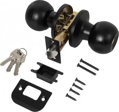 Ручка-кноб 6073, ключ/фиксатор, цвет черный – фото 1