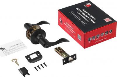 Ручка-защелка ЗВ1-03, нажимная, межкомнатная, фиксатор, черный – фото 1