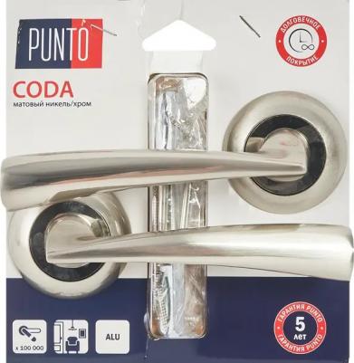 Дверные ручки Coda, без запирания, цвет матовый никель/хром – фото 3