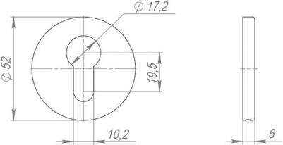 Ключевина ET.R.ARC.R52 SN-3 круглая розетка матовый никель (47219) – фото 2