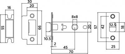 Защёлка межкомнатная EDS-6-45 сталь/пластик цвет золото – фото 4