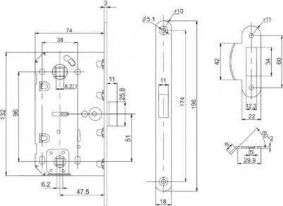 Врезная защелка PL96WC-50 SSC – фото 5