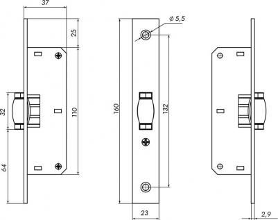 Защелка врезная LR-155B для легких дверей роликовый (хром) – фото 3