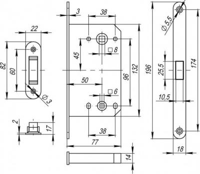 Защелка врезная магнитная ML96WC-50 SN (матовый никель) – фото 5