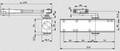 Доводчик 200 EN2/3/4/5, с тягой, белый – фото 1