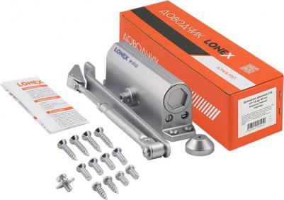 Доводчик дверной LONEX 310 20021, от 15 до 60 кг, серебряный – фото 1