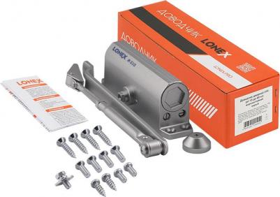 Доводчик дверной LONEX 310 20022, от 15 до 60 кг, серый – фото 1