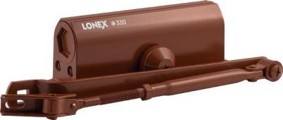 Доводчик дверной LONEX 330 20005, от 50 до 120 кг, коричневый