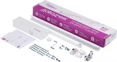 Доводчик дверной со скользящей тягой 830 Slider, от 25 до 80 кг - Белый – фото 2