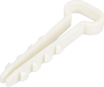 Дюбель-хомут нейлон ДХП 12-6 (б) 100 шт. 57159 служит для крепления кабелей и проводов к бетонным и кирпичным поверхностям. Материал - полиамид