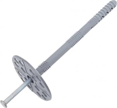 Дюбель для теплоизоляции 10x140 с металлическим гвоздём 25 шт 123872 используется для крепления теплоизоляционных строительных материалов и изделий