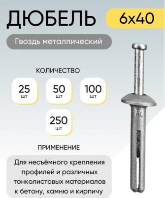 Дюбель-гвоздь металлический 6x40 100шт дгм640 – фото 2