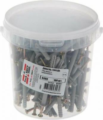 универсальный Дюбель-гвоздь грибовидная манжета полипропилен 6x80 мм 100 штук в упаковке – фото 4