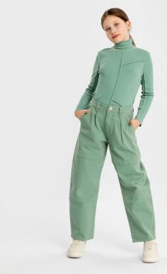 Джинсы свободные Baggy с защипами зеленые детские, 164, 224BBGJC6301 – фото 4