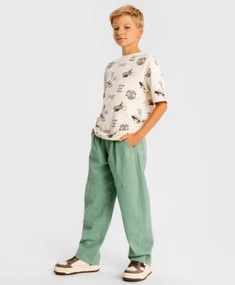 Джинсы свободные Baggy с защипами зеленые детские, 164, 224BBGJC6301 – фото 6