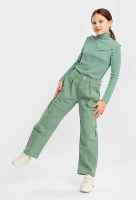 Джинсы свободные Baggy с защипами зеленые детские, 164, 224BBGJC6301 – фото 7