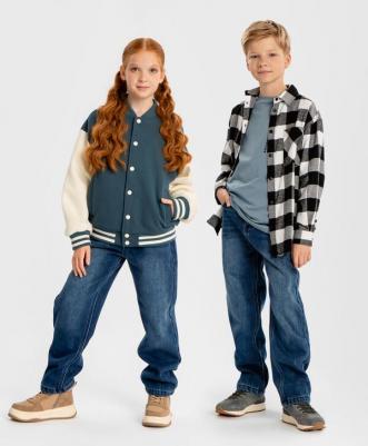 Джинсы утепленные прямые Regular fit с эффектом варки синие, 164, 224BBBJC6403