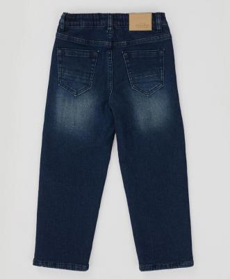 Джинсы утепленные прямые с эффектом варки синие детские, 110, 224BBBMC6402 – фото 5