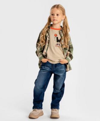 Джинсы утепленные прямые с эффектом варки синие детские, 98, 224BBBMC6402 – фото 2