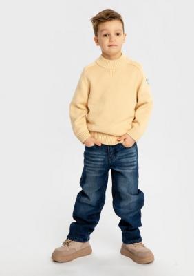 Джинсы утепленные прямые с эффектом варки синие детские, 98, 224BBBMC6402 – фото 6