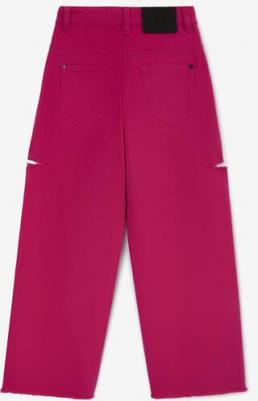 Джинсы цвета фуксии с дестрой эффектом розовые для девочек (152) – фото 1